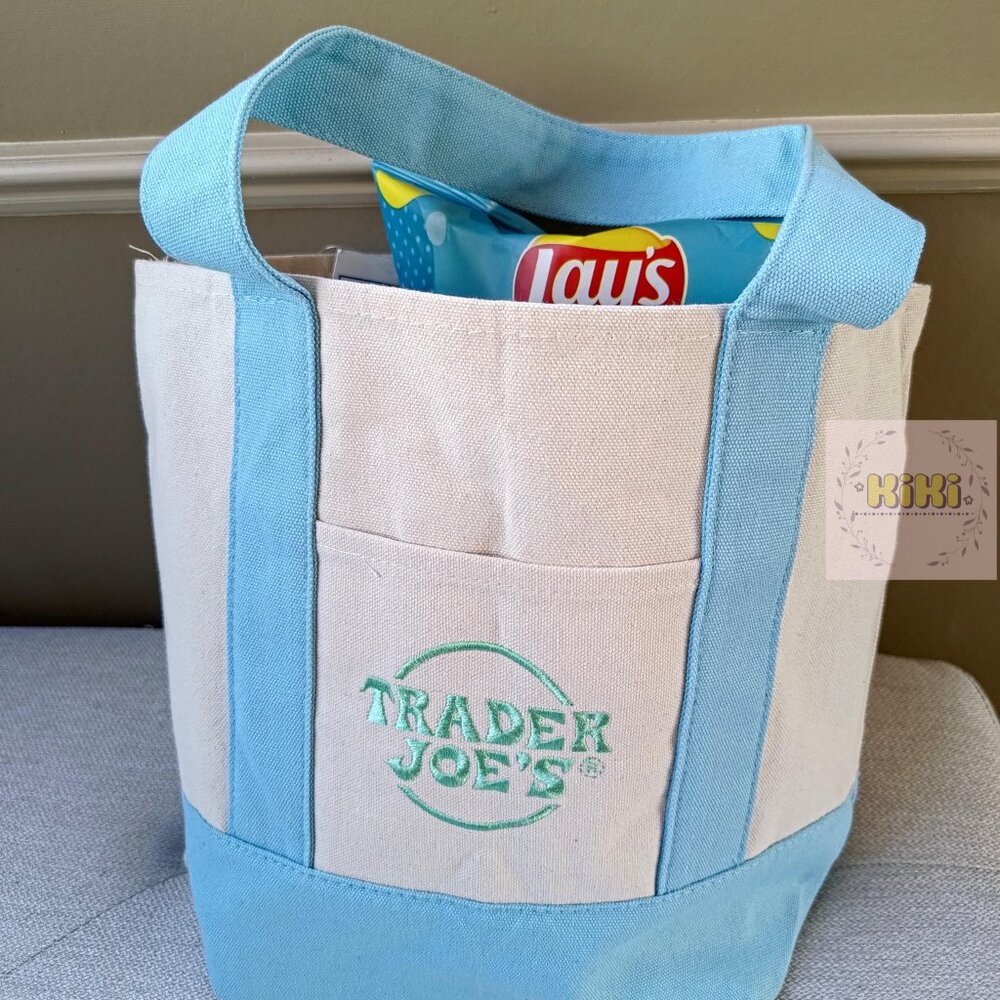 Trader Joe's Mini Pastel Canvas Tote Bags set of 4 limited edition - Picture 7 of 13